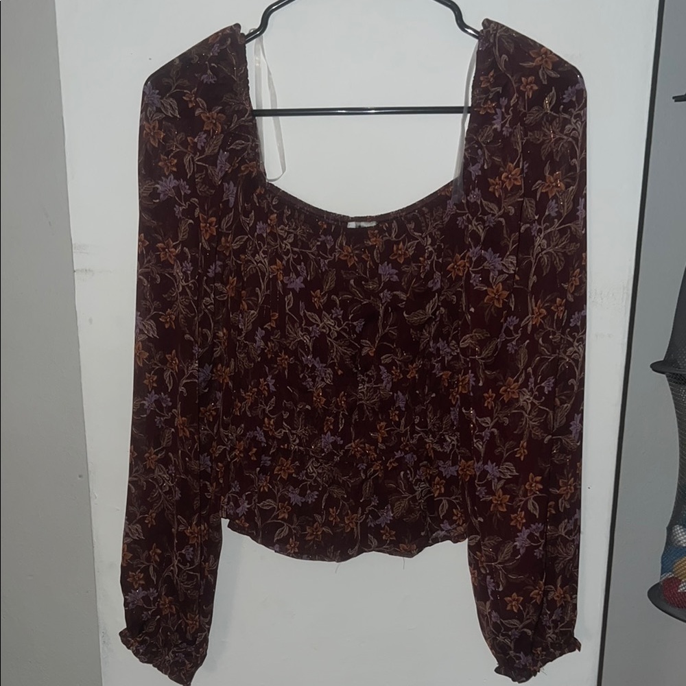 Wet Seal Purple and Brown Blouse Chic Top